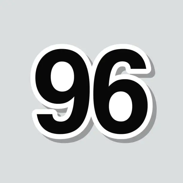 Vector illustration of 96 - Number Ninety-six. Icon sticker on gray background