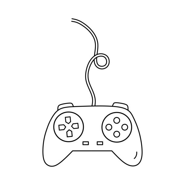 kontroler gier wideo, joystick gamepad izolowany na białym tle. wektorowa ręcznie rysowana ilustracja w stylu doodle. idealny do dekoracji, kart, logo, różnych wzorów. - video game joystick leisure games control stock illustrations