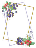 istock frame vertical decoration with illustrations forest flower berries watercolor floral design postcard invitation elements 1417271666