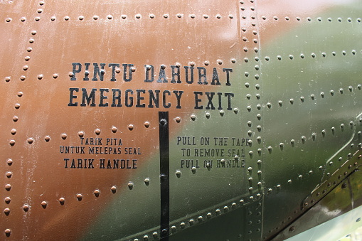 Signs in Indonesian on the part of military aircraft