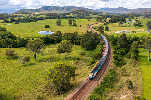 XPT Country link train Travelling north from Dungog NSW, towards Queensland Australia.