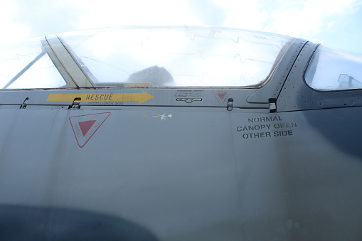 Close up of cockpit of a fighter jet