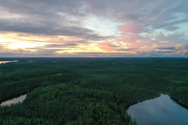 Finland lake nature landscape forest wilderness sunset