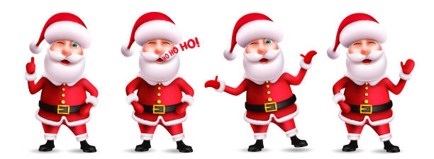 istock Santa claus christmas character vector set. Santa claus in 3d realistic characters with waving and friendly gestures in smiling facial expression for xmas collection design. 1417278804