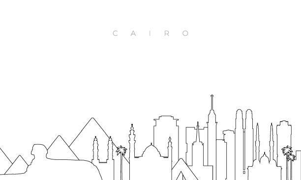 Outline Cairo skyline. Trendy template with Cairo buildings and landmarks in line style. Stock vector design. Outline Cairo skyline. Trendy template with Cairo buildings and landmarks in line style. Stock vector design. cairo stock illustrations