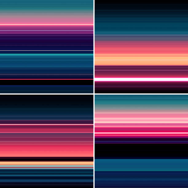 Set of 4 abstract lines background. Synthwave retro style backgrounds