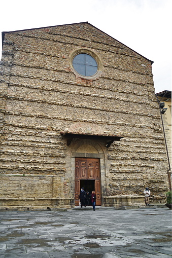 Facade of the basilica of San Francesco in Arezzo, Tuscany, Italy