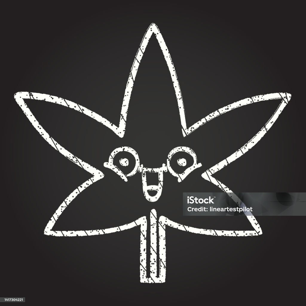 Mini Weed Drawing Reference Marijuana Leaf Chalk Drawing Stock Illustration - Download Image Now ...