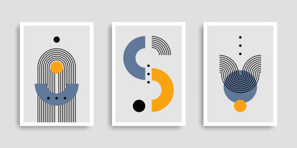 istock Set of abstract contemporary posters with geometric shapes. Cover collection. Modern boho minimalist art. 1417306921