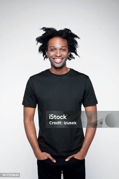 Portrait Of Handsome Man In Black Outfit Stock Photo - Download Image Now - Black Color, African Ethnicity, African-American Ethnicity