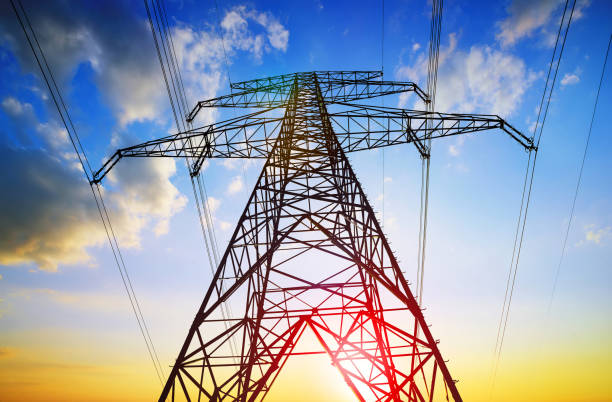 istock Transmission tower with sunset sky at the background. 1417314989