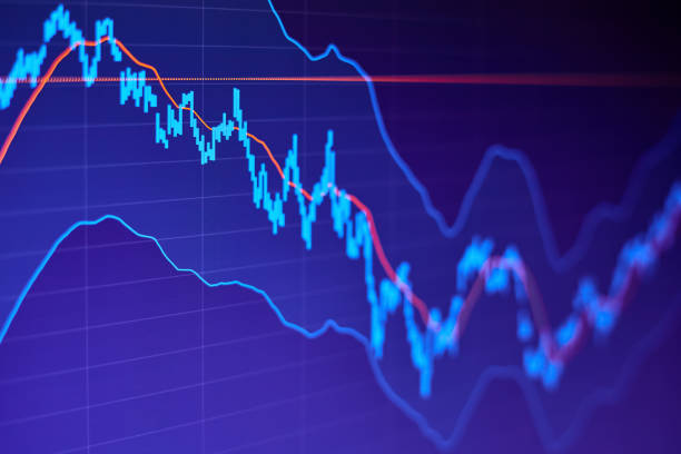 istock Stock market chart on blue background 1417315433