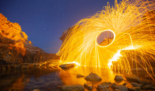 istock Night star exposure and steel wool shot , Kerpe devil cliffs , Kocaeli 1417317918