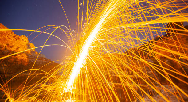 istock Night star exposure and steel wool shot , Kerpe devil cliffs , Kocaeli 1417317942