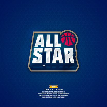 Modern professional basketball design. All star sign.