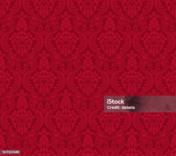 Red Victorian Damask Luxury Decorative Fabric Pattern Stock ...