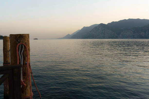 The Garda lake at Malcesine, Verona province, Veneto, Italy, at evening