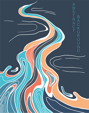 abstract bright illustration of stylized river in asian style