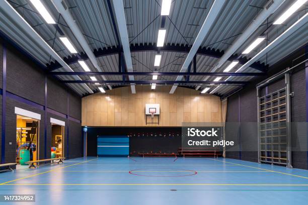 School Gym Stock Photo - Download Image Now - Sports Court, Basketball - Sport, Education