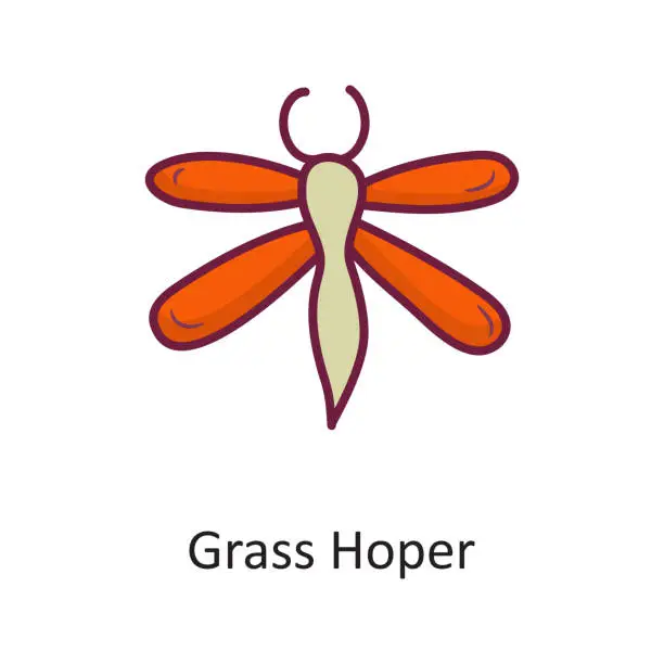 Vector illustration of Grass Hoper vector Filled Outline Icon Design illustration. Nature Symbol on White background EPS 10 File