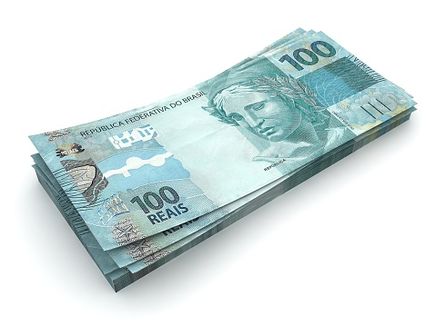 Israeli money stack of the new Israeli money bills (banknotes) of 50, 100 and 200 shekel. New Israeli Shekel series C.