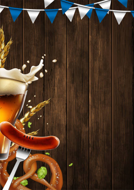 Food and drink elements for traditional beer festival Beer Fest.  Highly detailed illustration. vector art illustration