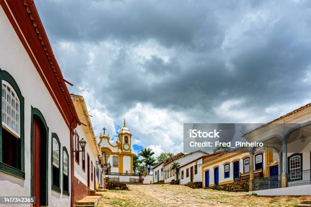 Street And Old Houses In The Historic City Of Tiradentes In Minas Gerais Stock Photo - Download Image Now