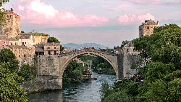 istock The old bridge in Mostar in the evening (Mostar, Bosnia and Herzegovina) 1417344007