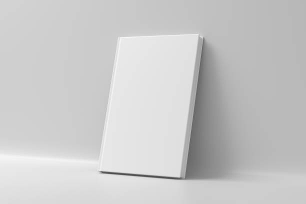 istock Blank vertical hardcover book cover mockup standing on white background 1417344925