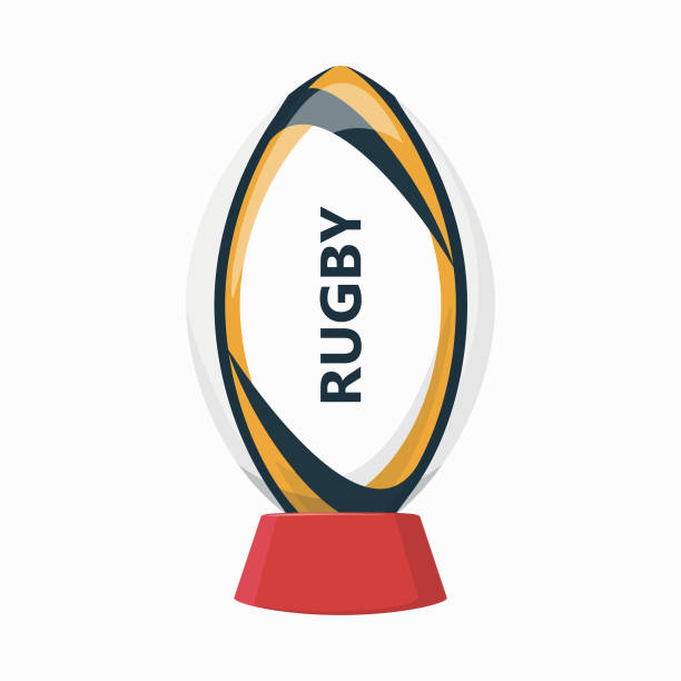 ilustraciones, imágenes clip art, dibujos animados e iconos de stock de fútbol americano rugby balón blanco balón plano vector ilustración. elemento aislado de icono de engranaje deportivo - rugby ball