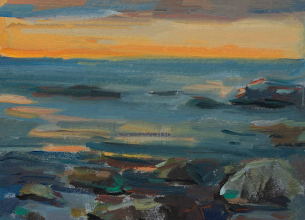 istock Sea stones oil painting. 1417346393