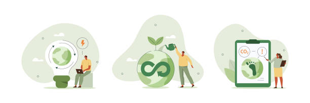 sustainable economy set vector art illustration