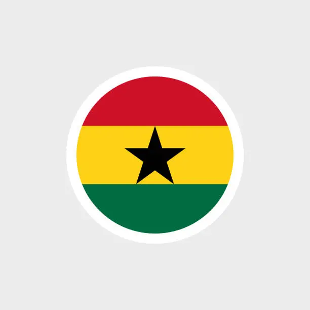 Vector illustration of Flag of Ghana. The Ghanaian tricolor flag with a star.