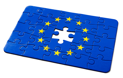 Jigsaw puzzle needs the final piece as a solution to a problem or challenge confronting the EU.