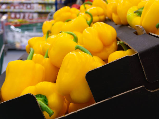 yellow peppers in the supermarket