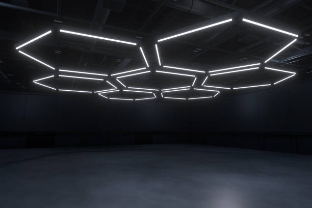 istock Empty hall exhibition centre.The backdrop for exhibition stands, booth,market,trade show.Conversation for activity,meeting.Arena for entertainment,event,sports.Indoor for Factory,showroom.3d render. 1417355488