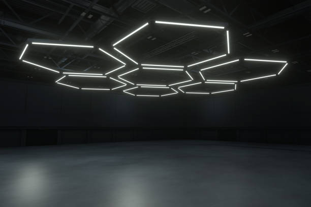 istock Empty hall exhibition centre.The backdrop for exhibition stands, booth,market,trade show.Conversation for activity,meeting.Arena for entertainment,event,sports.Indoor for Factory,showroom.3d render. 1417355489