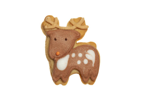 istock Christmas reindeer gingerbread isolated on white background 1417358420