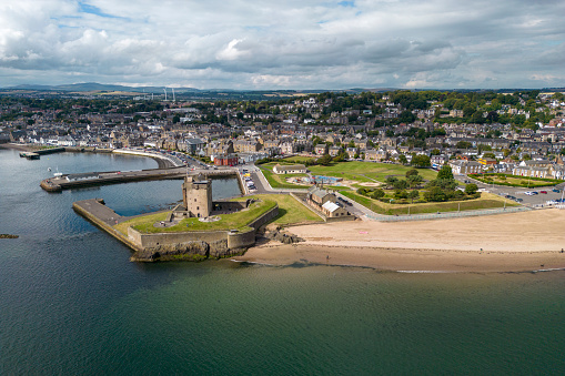 Aerial view of Broughty Ferry in Dundee Scotland August 23 2022