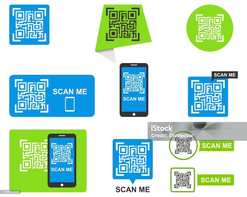 Qr Code Scanning Vector Set Stock Illustration - Download Image Now ...