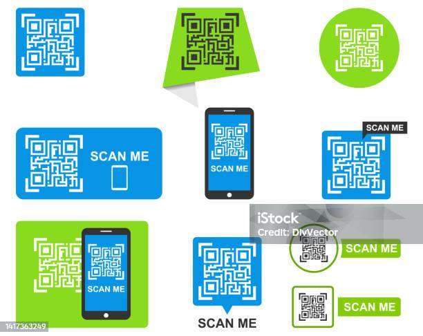 Code Scanning Symbol Qr Code Scanning Vector Set Stock Illustration - Download Image Now ...