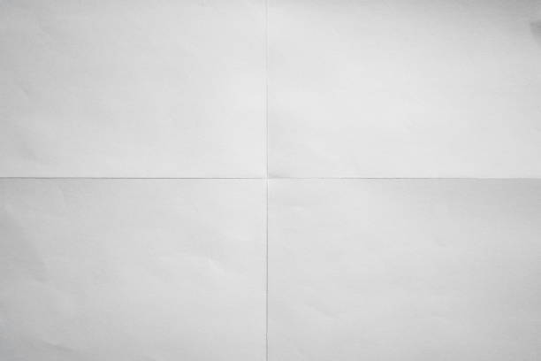 white paper crisp folded in four fraction background - paper folded crumpled textured imagens e fotografias de stock