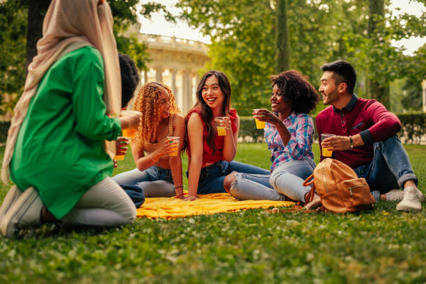 istock Cheerful people picnic 1417383807