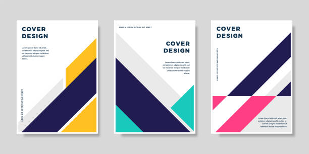 bildbanksillustrationer, clip art samt tecknat material och ikoner med set of book cover brochure designs in geometric style. vector illustration. - täcka