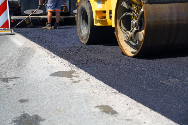 istock Resurfacing city road with asphalt paving machine 1417386835