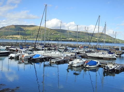 19th August 2022, County Louth, Ireland. Carlingford Marina and yachts in Carlingford.