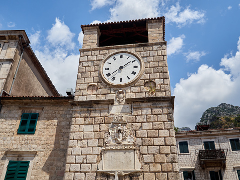 Clock Tower, one of the symbols of Kotor Old Town. Montenegro, Europe