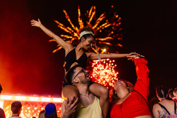 istock Ecstatic adolescents at festival 1417390454