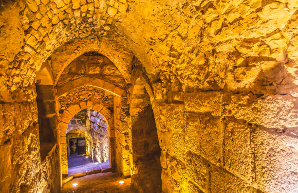 qalat ar-rabid ancien château de forteresse arabe à aljoun jordanie - ajlun photos et images de collection