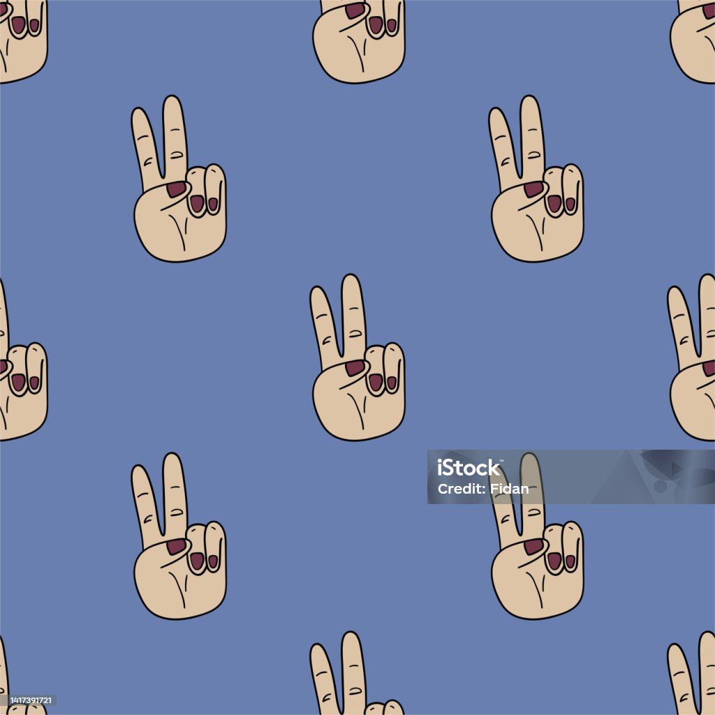 Hand Gesture Vector Seamless Pattern Cute Repeat Background For Textile ...